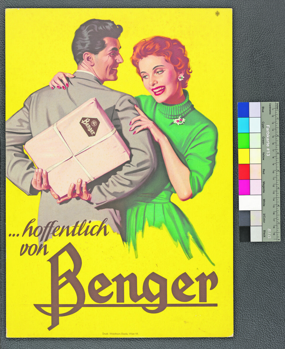 Zahlreiche Benger-Plakate fanden den Weg in das Vorarlberger Wirtschaftsarchiv. Dort finden sich auch historische Protokolle, Produktbeschreibungen, Baupläne und vieles mehr zur Firmengeschichte. ⇒Sammlung Historische Schrägluftaufnahmen, Vorarlberger Landesbibliothek; Plakatsammlung Wirtschaftsarchiv Vorarlberg; Oskar Spang, Stadtarchiv Bregenz (2)