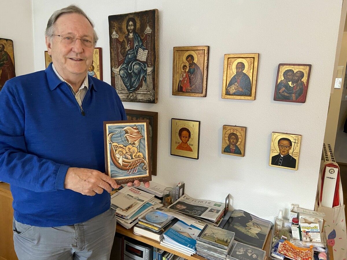 Auch in seinen Ikonen entdeckt Blum Geschichten des Vertrauens in Gottes bedingungslose Liebe. ⇒Thomas Matt