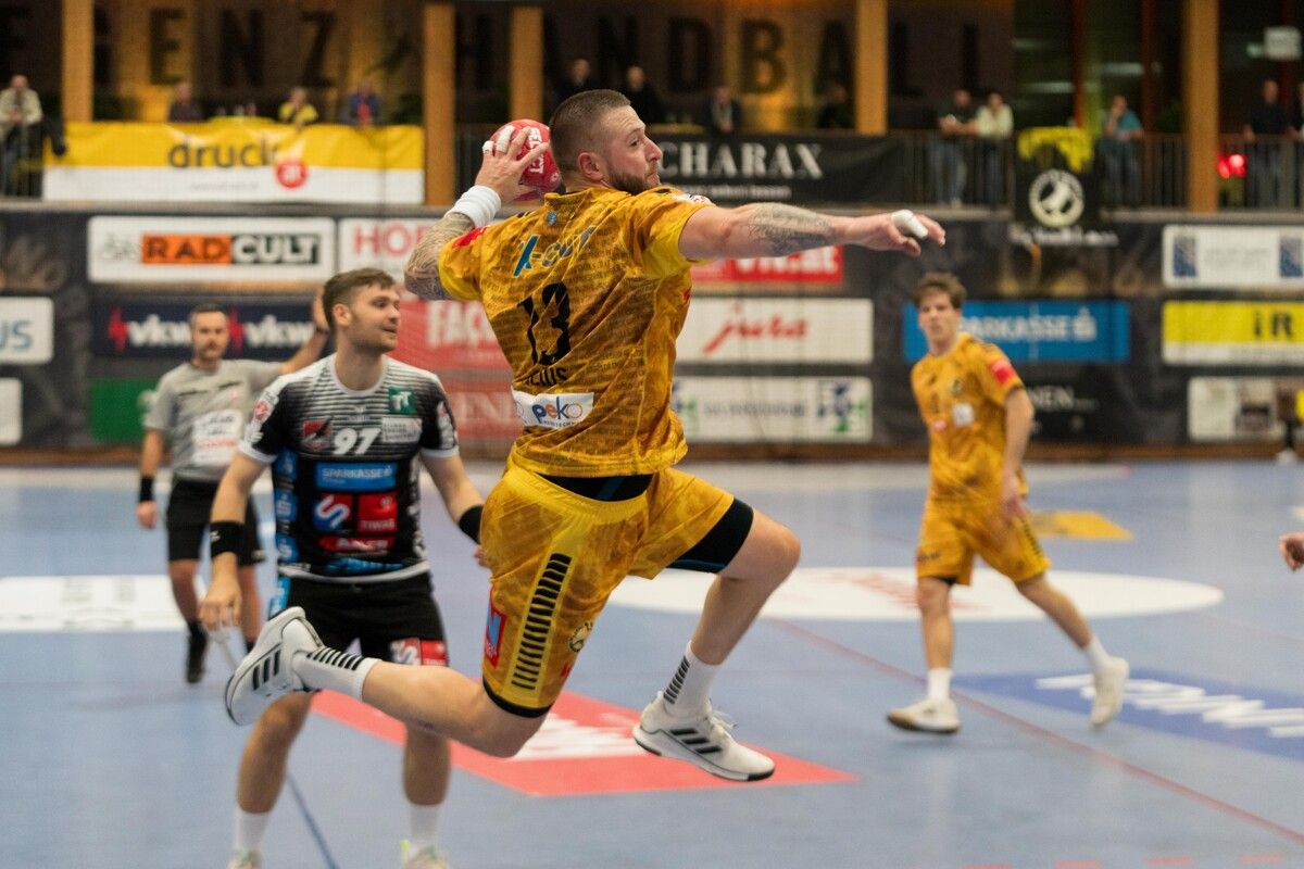 Bregenz-Linkshänder Mindaugas „Minde“ Dumcius lieferte ein Topleistung ab und erzielte elf Tore.⇒VN/Stiplovsek