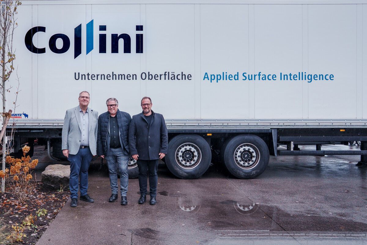 Collini-CEO Günther Reis, Mario Greilach (Pulvercolor) und Collini-CTO Martin Netzer. ⇒
loos
