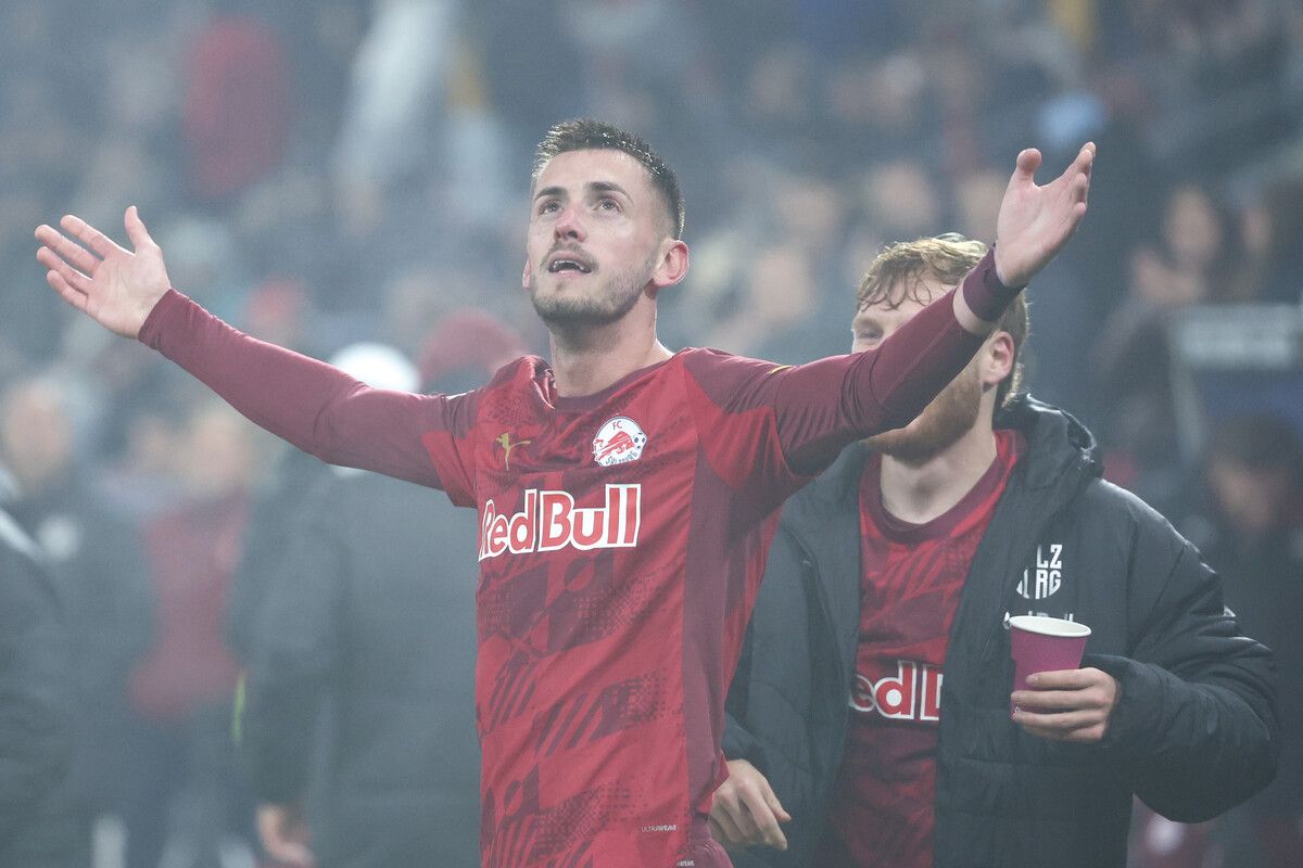 Der Matchwinner aus Sicht der Salzburger: Aleksa Terzic bereitete den Führungstreffer vor und erzielte schließlich mit einem Traumtor den Endstand,⇒gepa