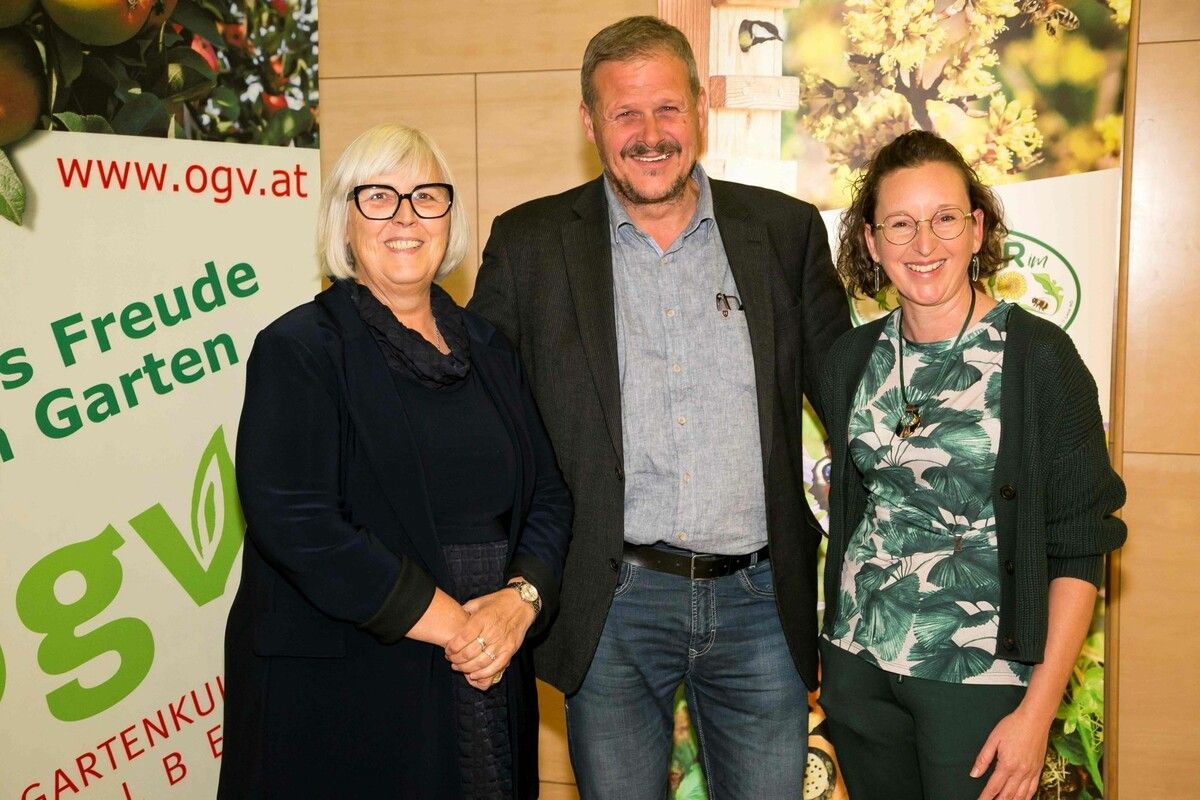 Die stellvertretenden Obleute Margit Rusch (OGV Dornbirn), Peter Klaus Gmeiner (OGV Alberschwende) und Birgit Harich (OGV Rankweil).⇒cth