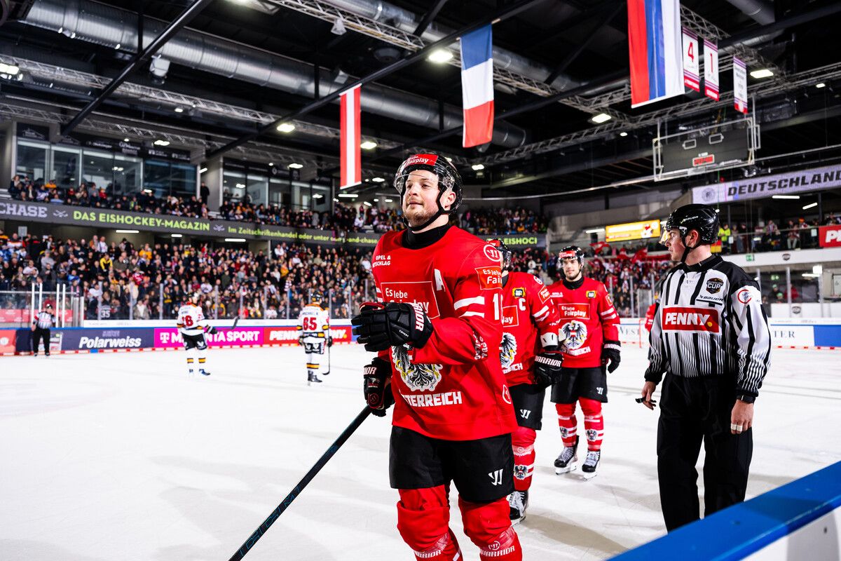 Dominic Zwerger traf in seinem 100. Länderspiel gegen Deutschland.⇒GEPA