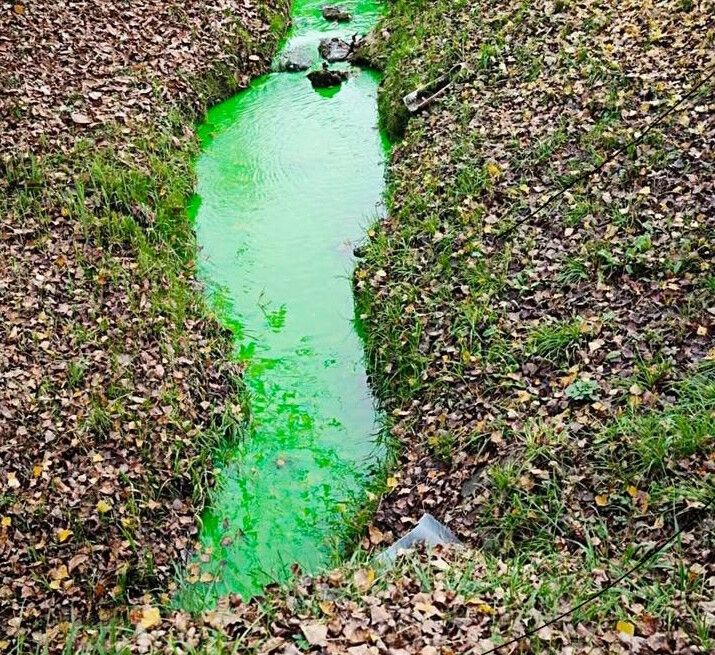 In den Bach war Uranin, ein unbedenklicher Farbstoff, geschüttet worden. Allerdings widerrechtlich, die Stadtpolizei ermittelt.⇒ Stadt Hohenems