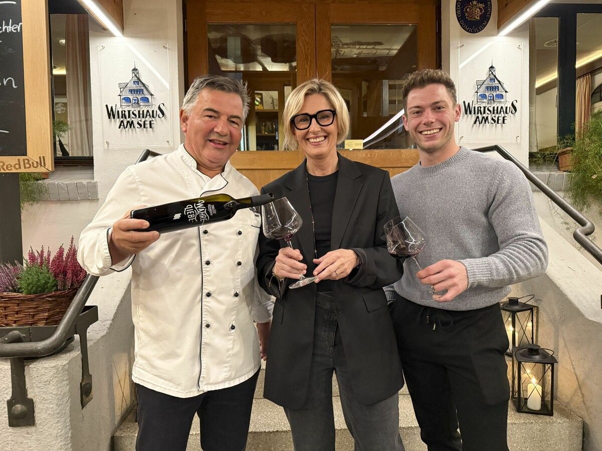 Martin Berthold und die Winzerfamilie Stefan Andreas Lang mit Mutter Andrea luden zum Weinkulinarium.⇒Franc