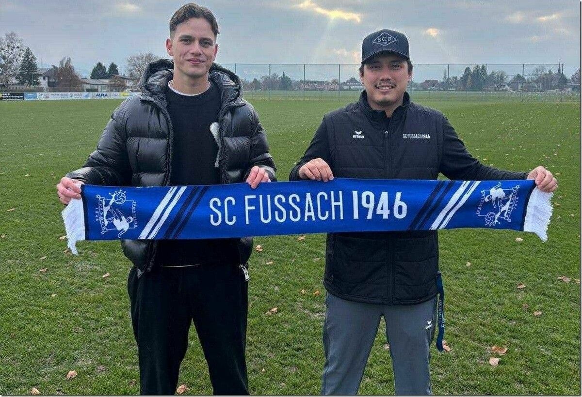 SC Fußach-Teammanager Kai Humpeler (r.) mit Neuzugang Andrej Gavrić. ⇒vn/tk