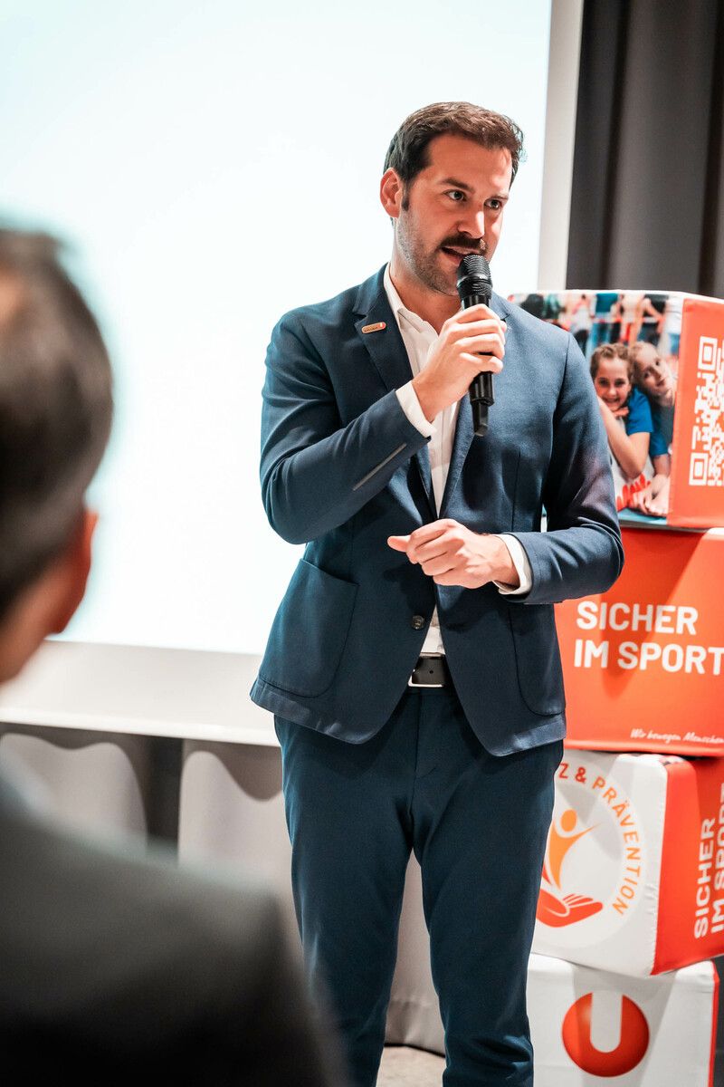 Simon Tschann, Präsident der Sportunion Vorarlberg, bei der Präsentation.⇒bas
