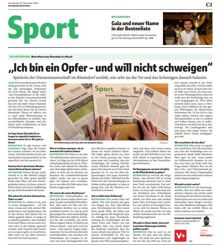 Sorgte für Schlagzeilen: die offenen Worte einer Betroffenen.⇒Faksimile