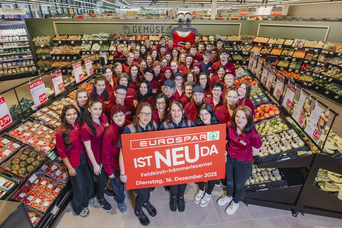 Das Team des Eurospar-Marktes in Feldkirch-Gisingen freut sich auf die Eröffnung. ⇒⇒Spar/Hirschbühl