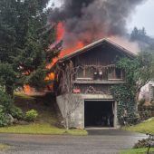 Gartenhaus in Flammen