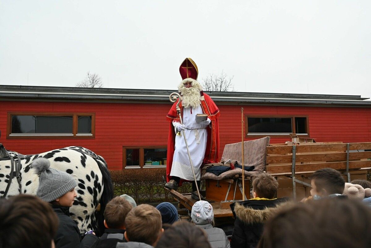 Für große Überraschung sorgte dieses Jahr der Nikolaus an der Volksschule Rotkreuz: Er kam mit der Pferdekutsche und hatte eine Jause für sie dabei.⇒Bernadette von Sontagh