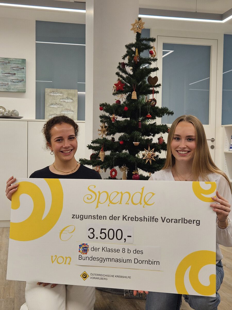 Malena Stauss (links) und Ida Fink vom Maturazeitungskomitee.⇒Krebshilfe