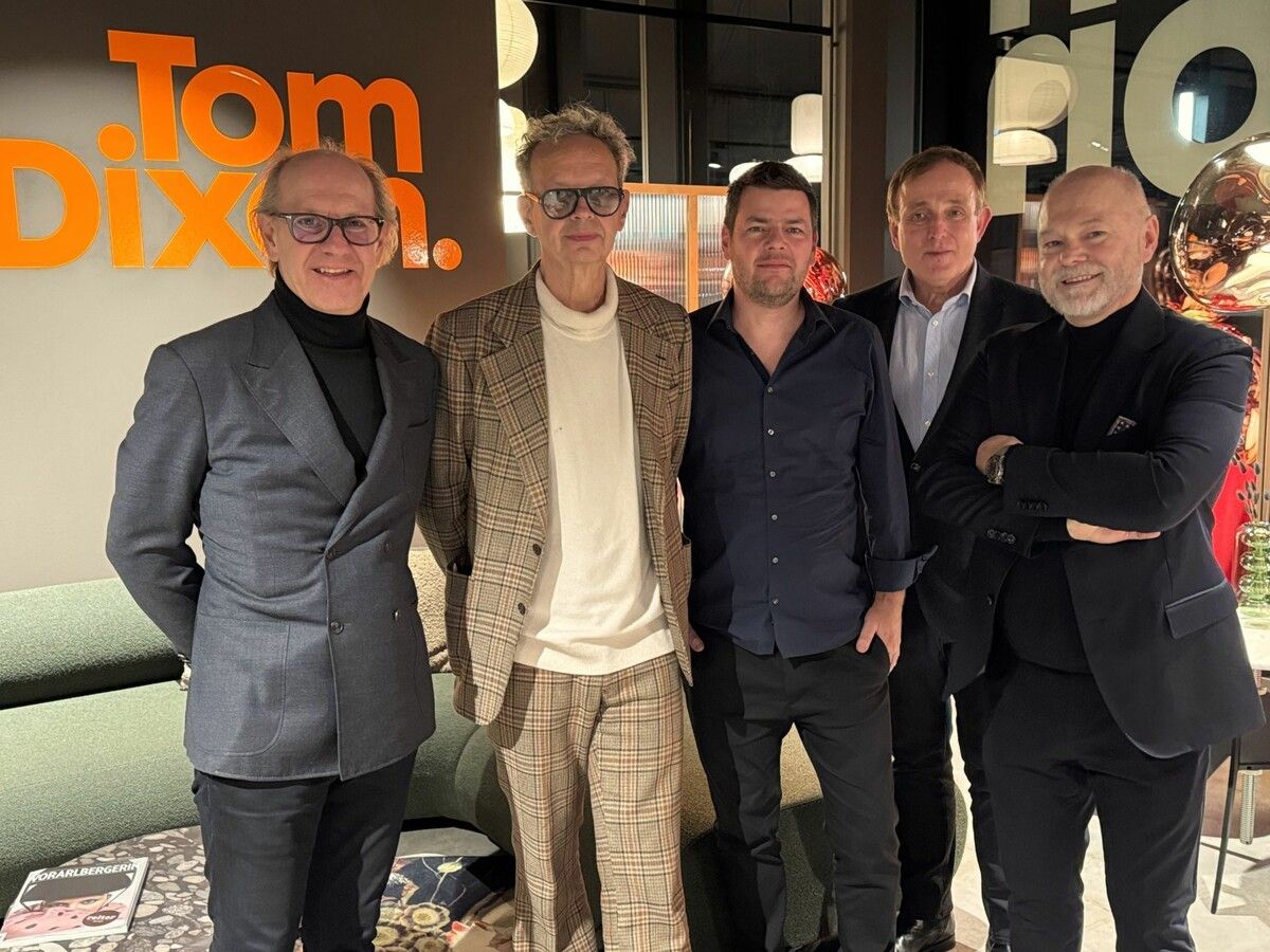 Markus Kilga (Möbelagentur), Designer Tom Dixon, Architekt Bernardo Bader, Henry Jones und Reiter Design Geschäftsführer Harald F. Künzle bei der Veranstaltung. ⇒Sigrid Juen (2)