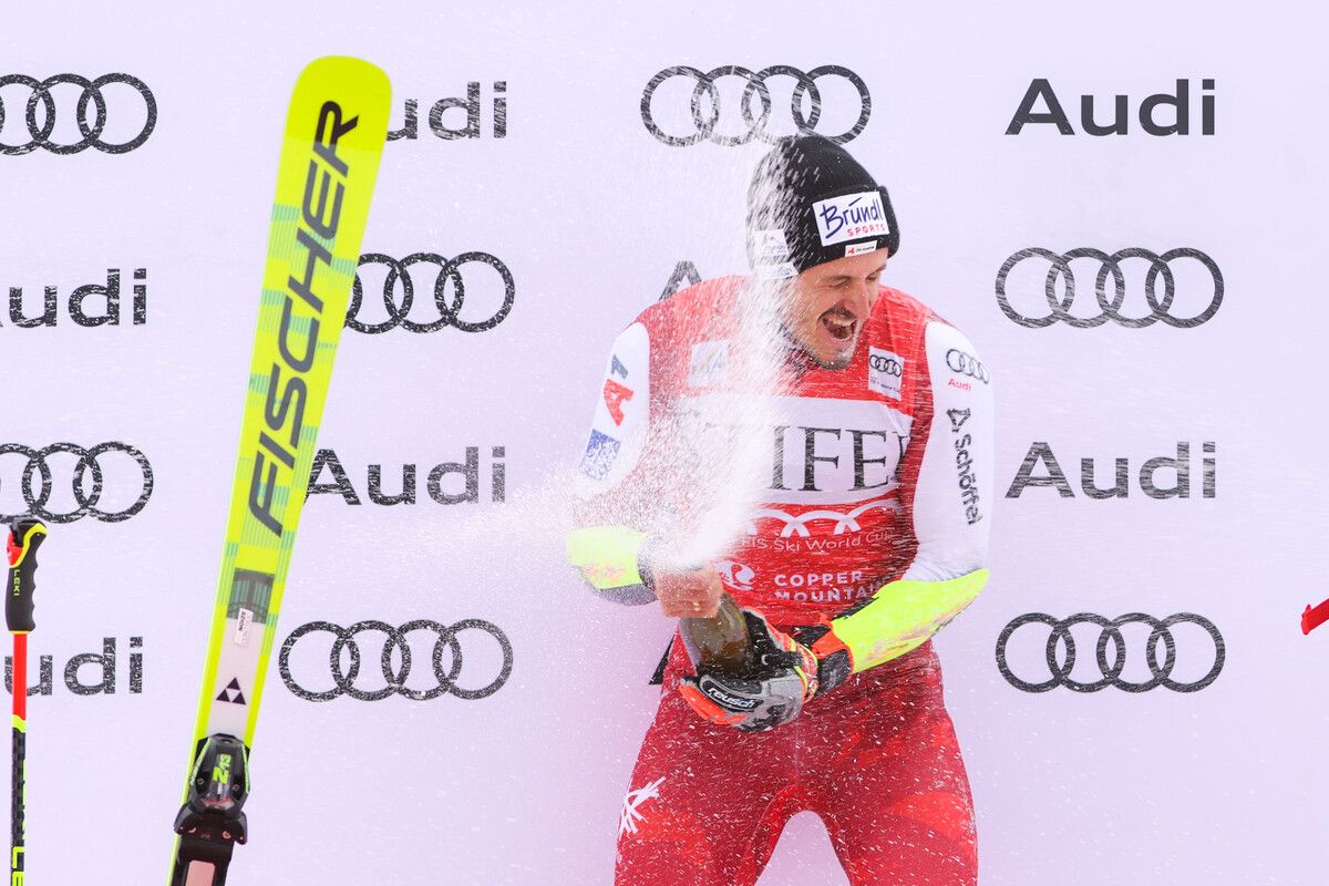 Stefan Brennsteiner feierte seinen Premierensieg im RTL in Copper Mountain überschwänglich.⇒GEPA