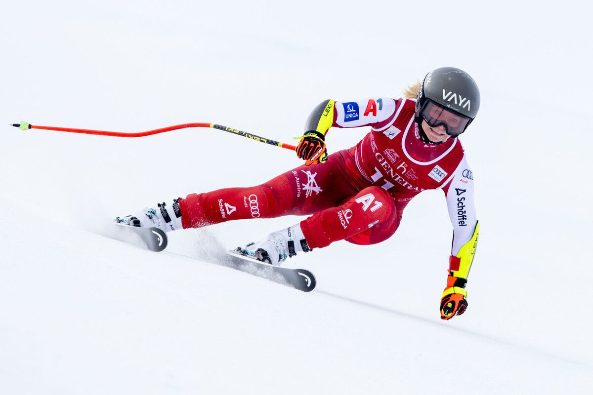 Super-G-Spezialistin Ariane Rädler während ihrer Fahrt zu Platz acht in Val d‘Isere.⇒gepa/4