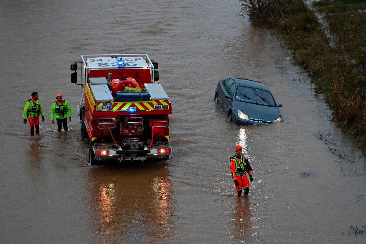 Wegen Starkregens standen gestern u.a. Teile von Montpellier unter Wasser.⇒AFP