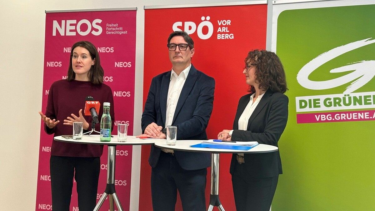 Claudia Gamon (links), Reinhold Einwallner und Eva Hammerer ärgerten sich nach dem Kontrollausschuss über die Landesregierung. ⇒VN/Prock