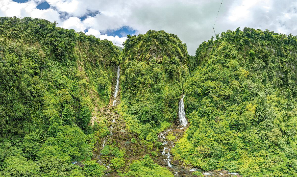Die Trafalgar Falls gehören zu den bekanntesten Wasserfällen Dominicas.⇒Shutterstock