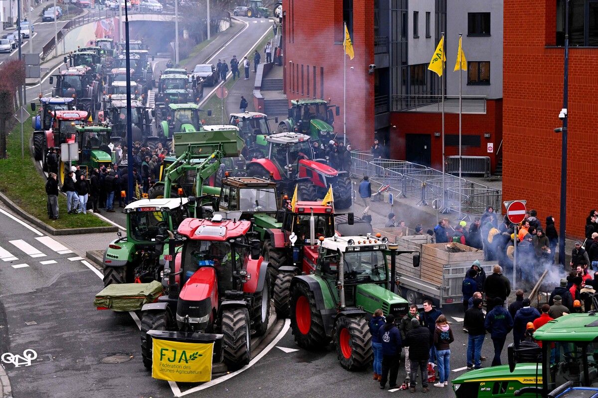 Landwirte protestieren in Namur, Belgien, gegen das Mercosur-Freihandelsabkommen.
