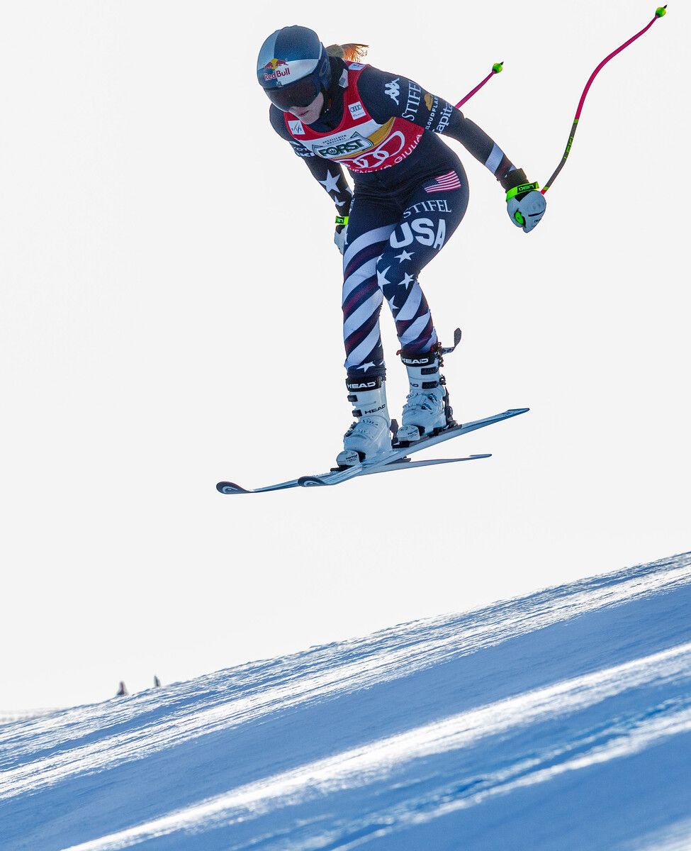 Lindsey Vonn kennt als Einzige die Gegebenheiten in Tarvis.⇒gepa