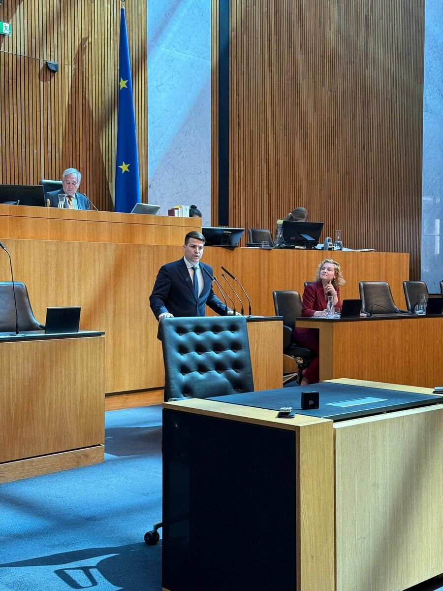 Manuel Litzke bei einer seiner Reden im Plenum.