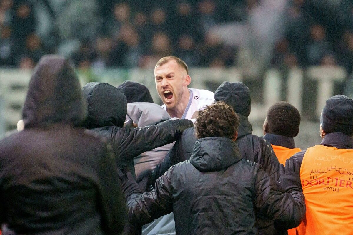 ABD0247_20260201 - ALTACH - ÖSTERREICH: Lukas Jäger (Altach) jubelt in der Viertelfinal-Begegnung im Uniqa ÖFB Cup zwischen SCR Altach und SK Puntigamer Sturm Graz am Sonntag, 01. Februar 2026 in Altach. - FOTO: APA/DIETMAR STIPLOVSEK