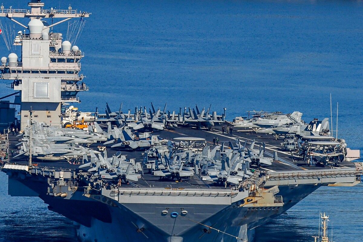 Am Donnerstag lief der größte Flugzeugträger der US-Marine, die USS Gerald R. Ford, vor der griechischen Insel Kreta aus.⇒AFP