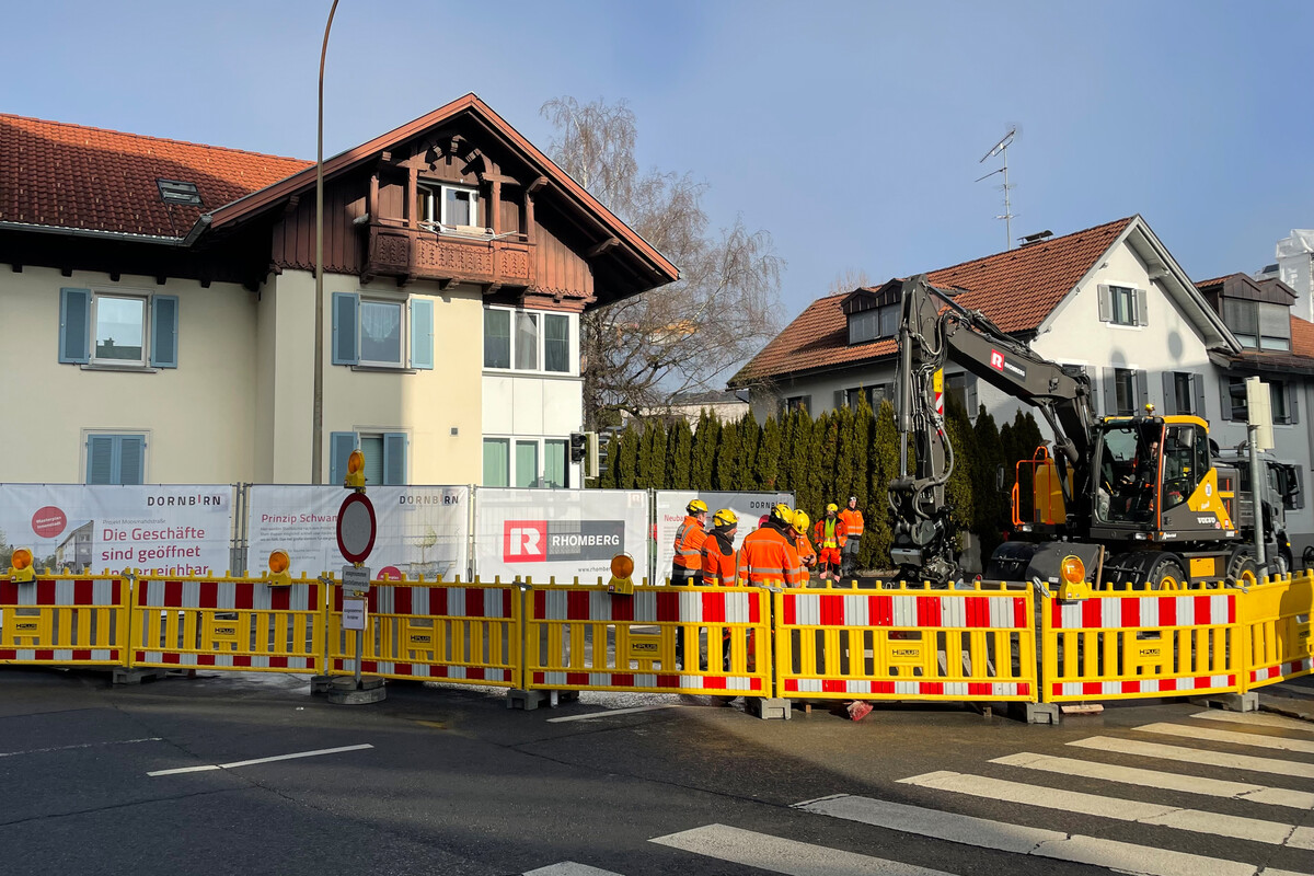 Die Moosmahdstraße im Dornbirner Zentrum bleibt gesperrt.⇒Stadt