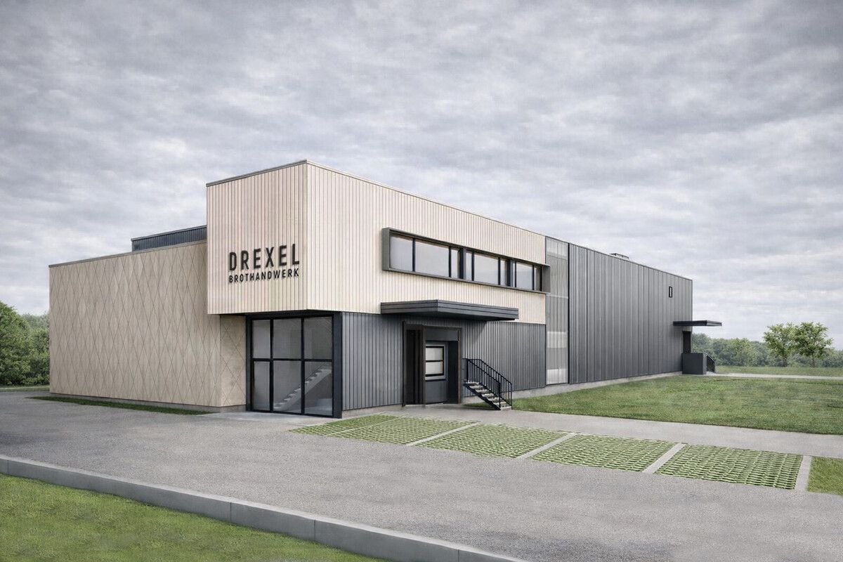 Die Visualisierung des geplanten neuen Firmenstammsitzes von Drexel Brothandwerk. Investiert werden rund vier Millionen Euro. ⇒Drexel + Monici Architekten