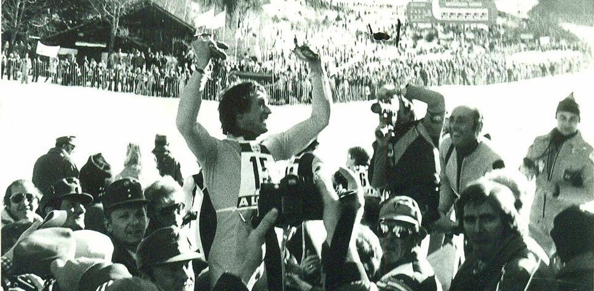 Ein ganz persönliches Erinnerungsfoto an den Olympiasieg von Abfahrer Franz Klammer 1976 in Innsbruck.⇒peter strauss