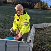 Rudi Hatzl hilft Fröschen über die Straße