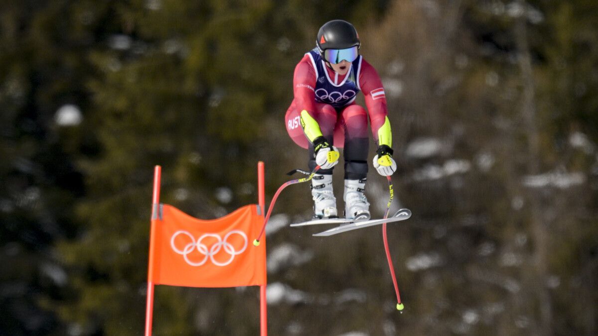 Nina Ortlieb hatte nur im oberen Teil der Olympia-Abfahrt gute Sicht. ⇒GEPA