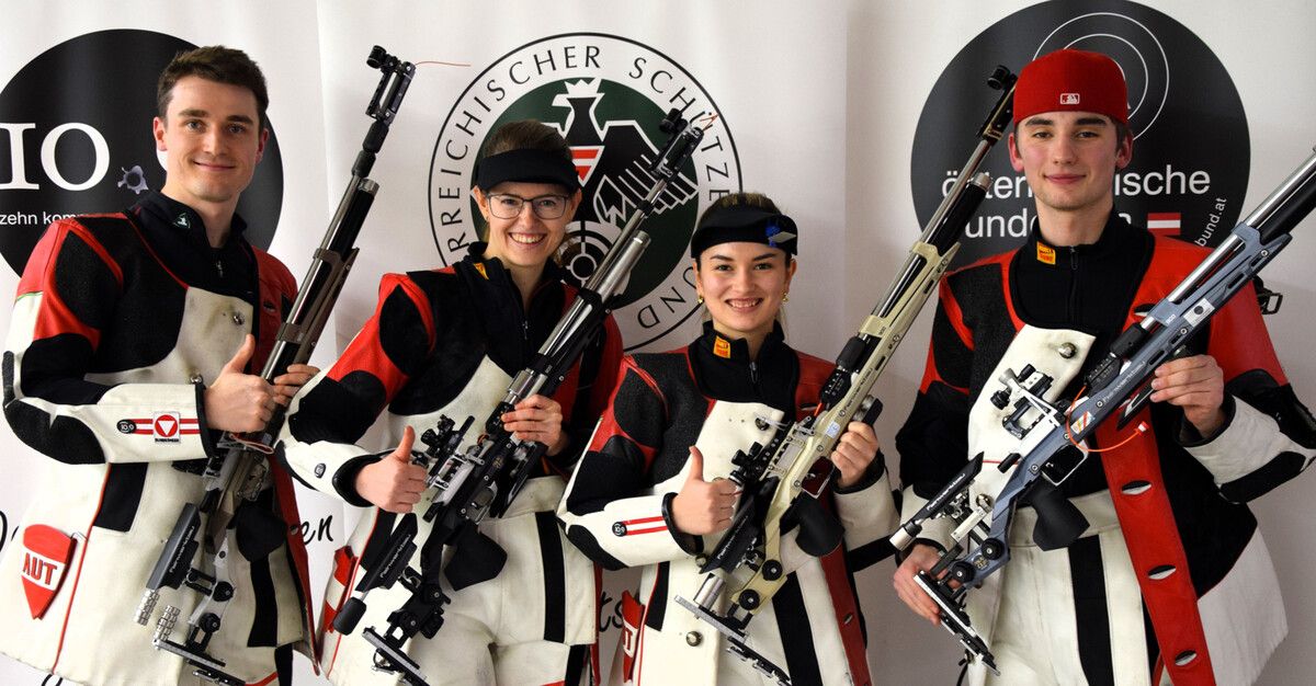 Patrick Diem, Marlene Pribitzer, Sheileen und Kiano Waibel (v. l.) waren bislang das Maß der Dinge in der Luftgewehr-Bundesliga. ⇒ÖSB