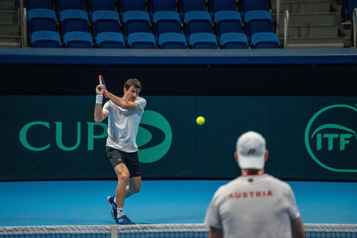 Sebastian Ofner bestreitet heute das erste Match gegen Japan. ⇒gepa