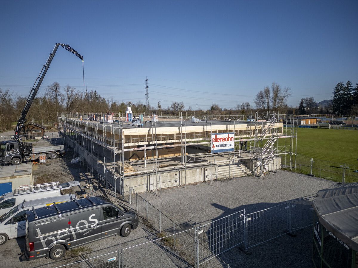 Die Bauarbeiten am neuen Admira-Clubheim aus der Vogelperspektive.⇒Paulitsch/2