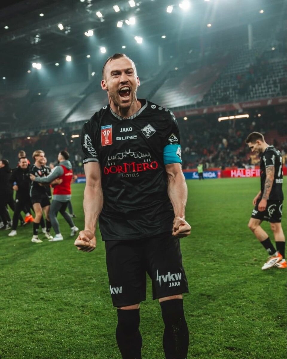 Ein emotionsgeladener Kapitän: Mit einem Traumkopfball schoss Lukas Jäger seinen SCR Altach ins Cup-Endspiel.⇒VN