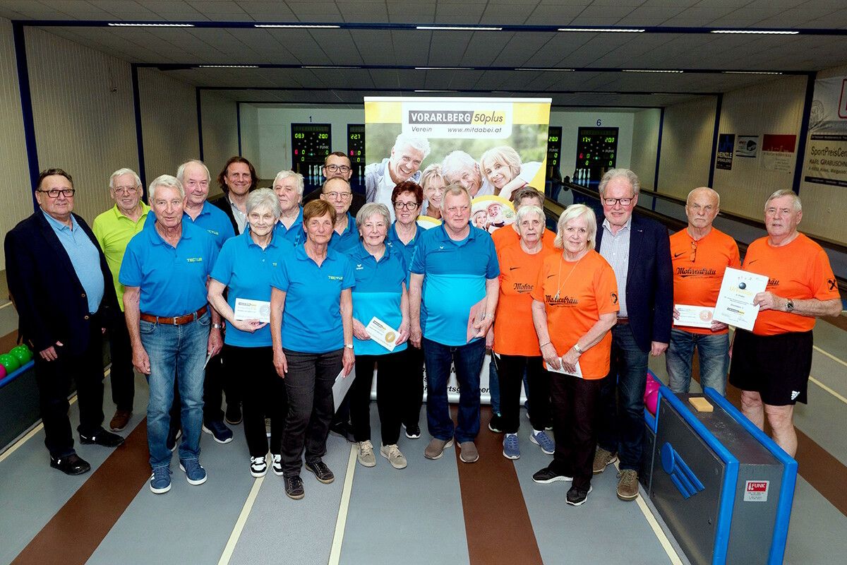 Erfolgreiche Keglerinnen und Kegler von Vorarlberg 50Plus Hohenems bei Bezirks- und Landesmeisterschaft. ⇒Vorarlberg 50Plus Hohenems
