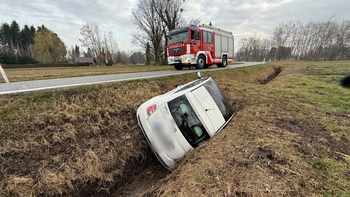Pkw landet in Graben