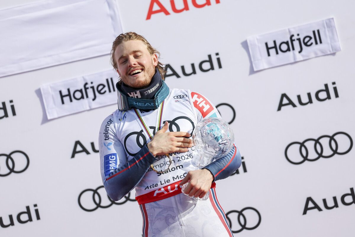 Große Emotionen bei Slalom-Weltcupsieger Atle Lie McGrath. ⇒GEPA