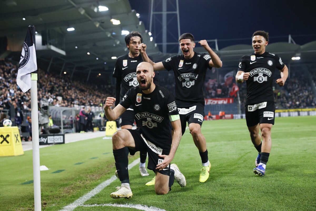 Jon Gorenc Stankovic bejubelt seinen Treffer zum Ausgleich gegen Salzburg.⇒apa