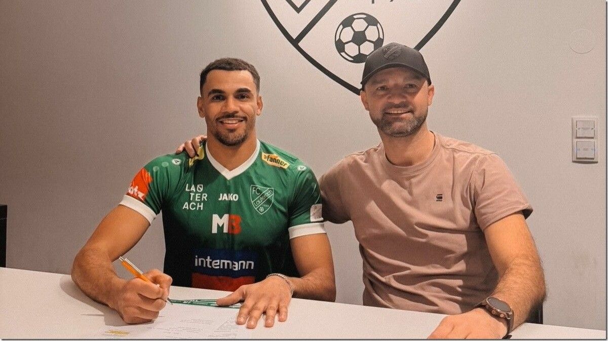 Lauterach-Sportchef Zlatko Jurcevic mit dem ersten Neuzugang Yachir. ⇒VEREIN