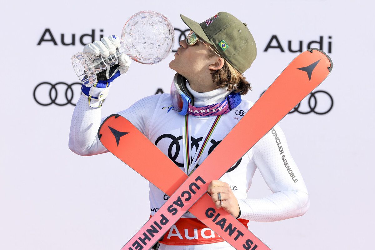 Lucas Pinheiro Braathen hat im Riesentorlauf für Brasilien die erste Kristallkugel im Skiweltcup geholt.⇒GEPA