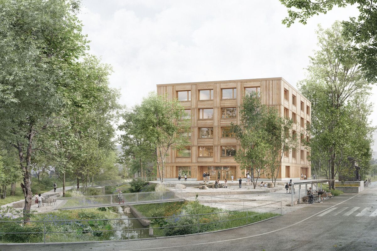 So hätte die Schule Forach einmal aussehen sollen. ⇒stadt dornbirn