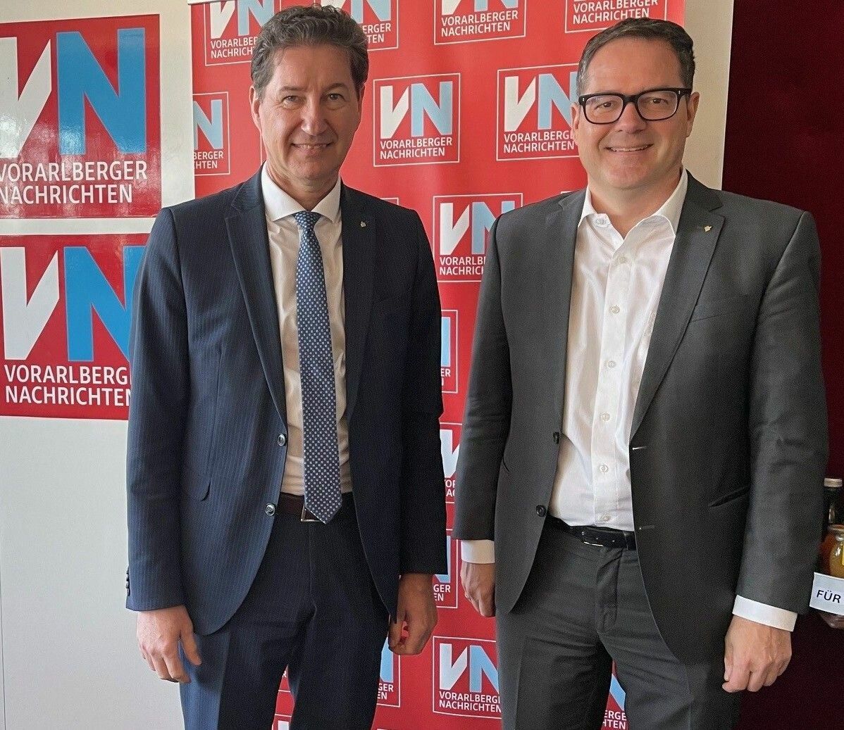Sparkasse Dornbirn-Chefs Harald Giesinger und Vorstand Martin Jäger. ⇒VN