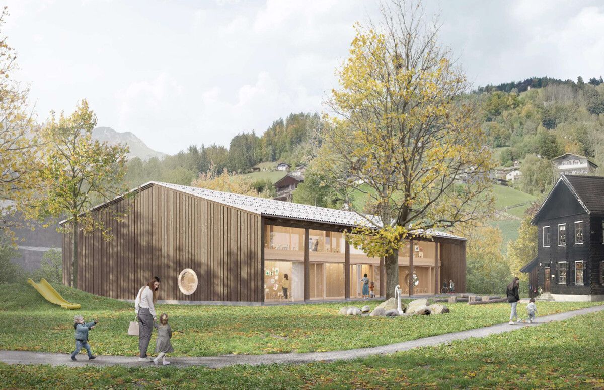 Der Architekt Bernardo Bader hat das neue Kinderhaus St. Jodok geplant. ⇒Rendering: Jonas Bloch