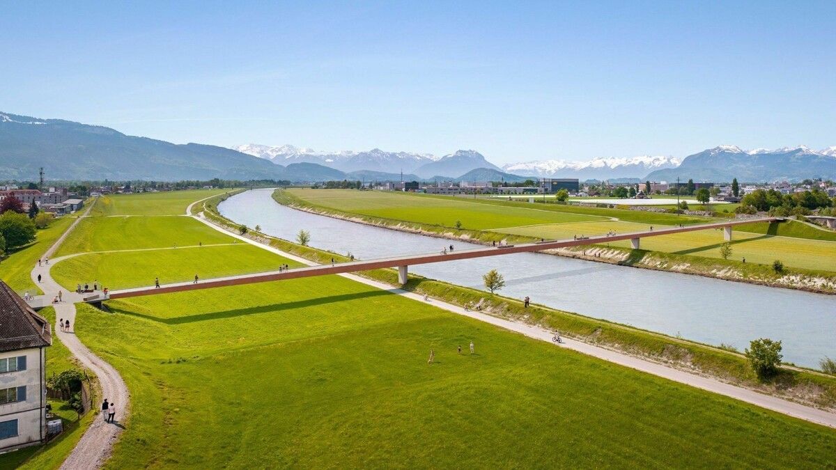 Die Fußgänger- und Fahrradbrücke soll die verkehrsgeplagte Region entlasten. ⇒Studio Giorgio Masotti