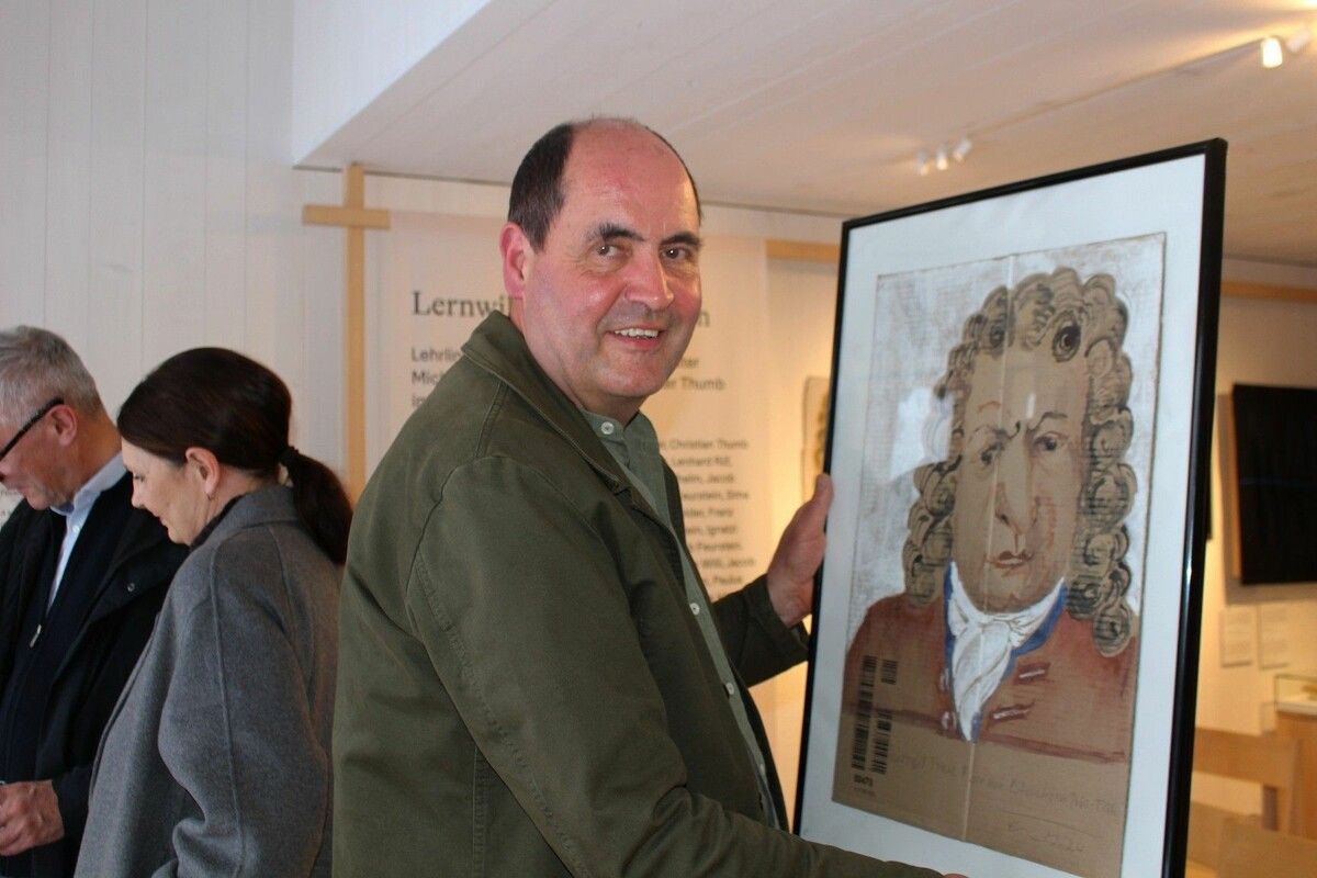 In vierzehnter Generation direkter Nachfahre von Franz Beer ließ sich Jürgen Beer das Porträt des genialen Barockbaumeisters reservieren.⇒ peter strauss (3)