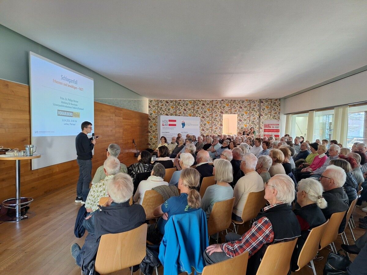 Informationsveranstaltung zeigt eindrucksvoll, wie wichtig rasches Erkennen und Handeln bei einem Schlaganfall ist.⇒ Vorarlberg 50Plus Lochau