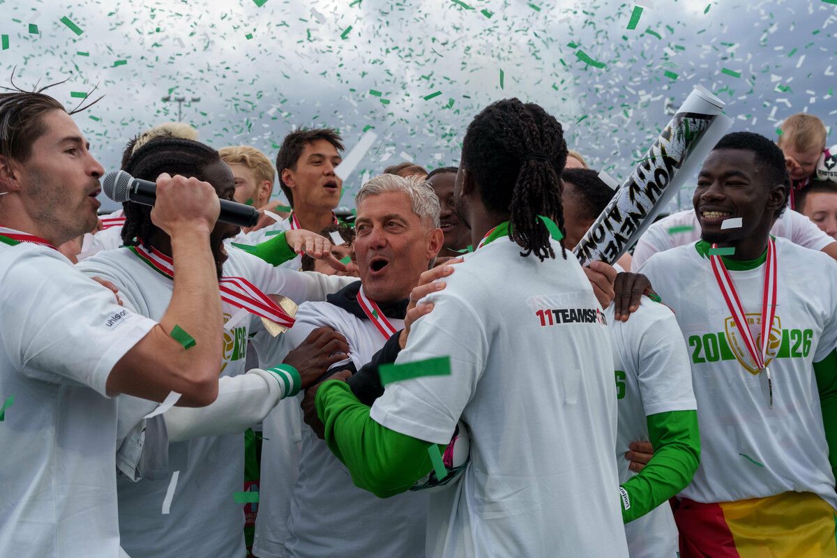Partystimmung herrscht bei der Austria Lustenau ob des dritten BL-Aufstiegs. »C1, 2