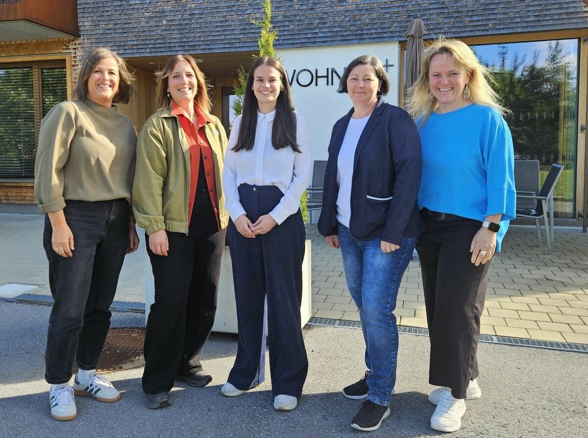 Sozialsprengel-Leitungsteam: Margit Vögel, Renate Eugster, GF Laura Bereuter, Julia Wohlgenannt und Renate Tomas.⇒em (3)